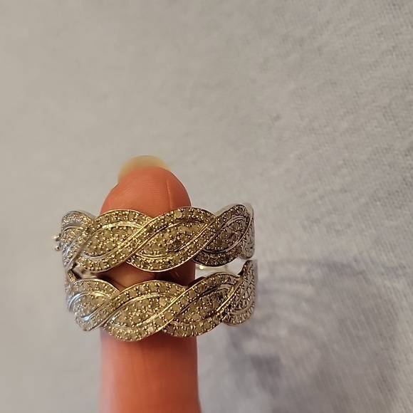 Large Diamond Hoop Earrings - Picture 2 of 6